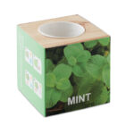 Pot en bois avec graine de menthe.-Bois-8719941004955