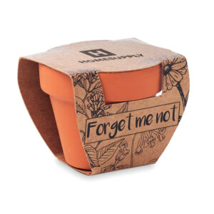 Petit pot en terre cuite contenant des graines de myosotis ''forget me not''. Fabriqué en UE.-Bois-8719941051805-5