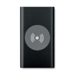 Powerbank chargeur sans fil de 4000 mAh en aluminium. Inclus un connecteur de type C. Sortie: DC5V / 1.0A. Compatible avec les derniers androïdes
