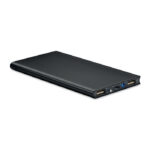 Chargeur externe 8000 mAh en aluminium avec panneau solaire. Peut-être utilisé avec un smartphone