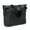 Sac shopping en RPET 600D 2 tons avec poche frontale zippée et poche intérieure avec fermeture à  bouton magnétique.-Noir-8719941056497