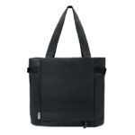 Sac shopping en RPET 600D 2 tons avec poche frontale zippée et poche intérieure avec fermeture à  bouton magnétique.-Noir-8719941056497-3