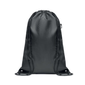 Sac à  cordon en  RPET 420D avec lampe amovible à  l'avant. Pile bouton incluse. Lampe COB de couleur blanche et rouge.-Noir-8719941050037-1