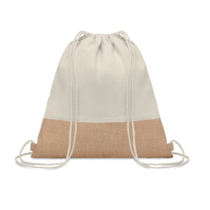 Sac en coton sergé avec cordon en jute. 160 gr/m². Produit sous une norme certifiée pour l'utilisation de substances nocives dans le textile.-Beige-8719941036468