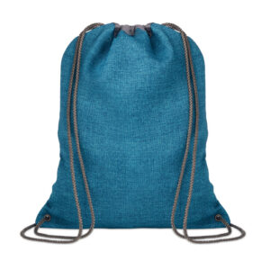 Sac à  cordon en polyester chiné 1200D. Toucher doux.-Bleu-8719941044715