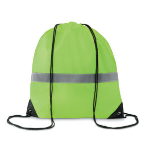 Sac à  cordons en polyester 190T avec bandes réfléchissantes.-Jaune néon-8719941026933