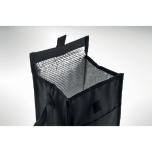 Sac à  déjeuner isotherme en RPET 600D avec poche frontale. Capacité 3L. Matériau d'isolation : mousse PE de 2 mm avec feuille d'aluminium.-Noir-8719941056459-6