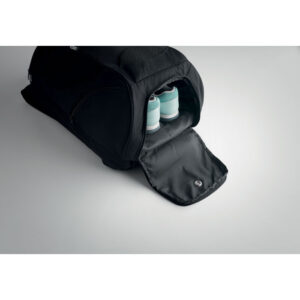 Sac à  dos de sport multifonctionnel en RPET 600D avec plusieurs compartiments (dont un compartiment rembourré pour la raquette de padel). Comprend une bandoulière réglable.-Noir-8719941054424-6