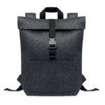 Sac à  dos en feutre RPET avec sangle de fermeture en coton et pochette zippée sur le devant. Il possède un compartiment pour ordinateur portable.-Gris foncé-8719941056381-2