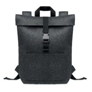 Sac à  dos en feutre RPET avec sangle de fermeture en coton et pochette zippée sur le devant. Il possède un compartiment pour ordinateur portable.-Gris foncé-8719941056381-2