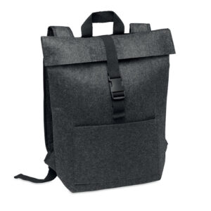 Sac à  dos en feutre RPET avec sangle de fermeture en coton et pochette zippée sur le devant. Il possède un compartiment pour ordinateur portable.-Gris foncé-8719941056381