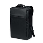 Sac à  dos pour ordinateur en polyester RPET 300D avec bandoulière rembourrée comprenant un compartiment interne principal pour un ordinateur portable de 16 pouces et un câble de chargement USB.-Noir-8719941054462-2