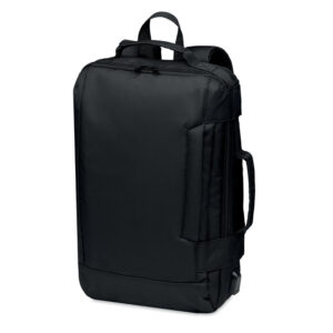 Sac à  dos pour ordinateur en polyester RPET 300D avec bandoulière rembourrée comprenant un compartiment interne principal pour un ordinateur portable de 16 pouces et un câble de chargement USB.-Noir-8719941054479-2