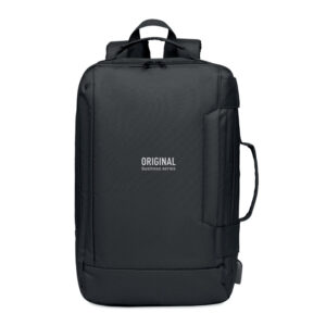 Sac à  dos pour ordinateur en polyester RPET 300D avec bandoulière rembourrée comprenant un compartiment interne principal pour un ordinateur portable de 16 pouces et un câble de chargement USB.-Noir-8719941054479-5