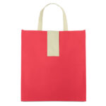 Sac à  provisions pliable pratique non-tissé (70g/m²). Le rabat de fermeture offre une position idéale pour le logo du client.-Rouge-8719941014770-2