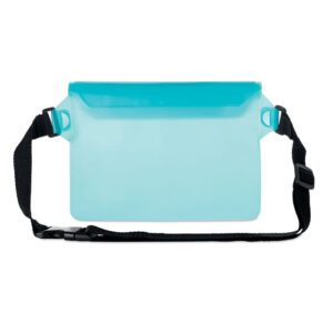 Sac tour de taille imperméable en PVC dépoli. La pochette a une surface plus fine qui permet l'utilisation l'écran tactile par l'extérieur.-Transparent Bleu-8719941047983-3