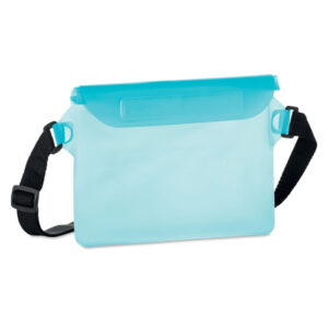 Sac tour de taille imperméable en PVC dépoli. La pochette a une surface plus fine qui permet l'utilisation l'écran tactile par l'extérieur.-Transparent Bleu-8719941047983