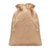 Sac cadeau de taille moyenne en jute avec cordon. Dimension env. 25 x 32 cm.-Beige-8719941049055