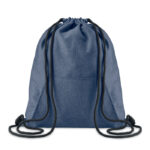 Sac à  cordelettes en tissu polaire avec poche frontale.-Bleu-8719941000704