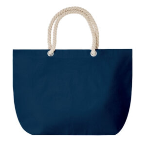 Sac de plage ou sac shopping en coton avec anse en corde. 220 gr/m².-Bleu-8719941050839-1