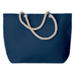 Sac de plage ou sac shopping en coton avec anse en corde. 220 gr/m².-Bleu-8719941050839-3