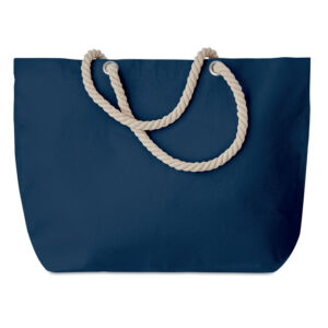 Sac de plage ou sac shopping en coton avec anse en corde. 220 gr/m².-Bleu-8719941050839-3