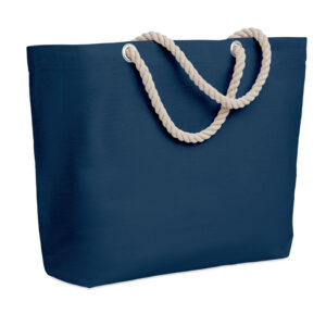 Sac de plage ou sac shopping en coton avec anse en corde. 220 gr/m².-Bleu-8719941050839