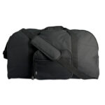 Sac de sport ou de voyage aux couleurs vives avec poche frontale. Bandoulière ajustable amovible. Polyester 600D.-Noir-8719941015975