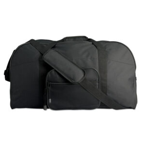 Sac de sport ou de voyage aux couleurs vives avec poche frontale. Bandoulière ajustable amovible. Polyester 600D.-Noir-8719941015975