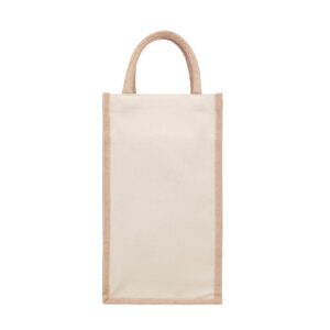 Sac pour deux bouteilles en jute et toile 320 gr/m². Bouteilles nons fournies-Beige-8719941053465-3