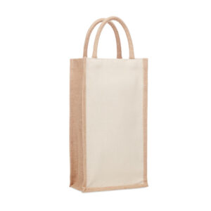 Sac pour deux bouteilles en jute et toile 320 gr/m². Bouteilles nons fournies-Beige-8719941053465