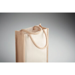 Sac pour deux bouteilles en jute et toile 320 gr/m². Bouteilles nons fournies-Beige-8719941053465-6