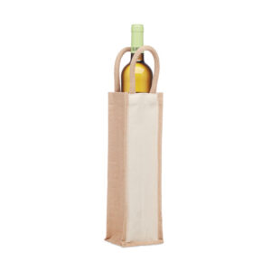 Sac  pour une bouteille  de vin en jute et toile 320 gr/m². Bouteille non founie-Beige-8719941053458-2