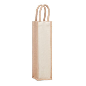 Sac  pour une bouteille  de vin en jute et toile 320 gr/m². Bouteille non founie-Beige-8719941053458