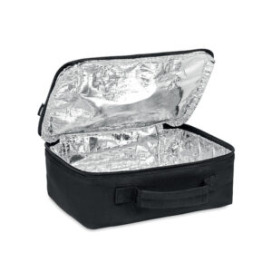 Sac isotherme pour le déjeuner/la glacière en 600D RPET avec poignée de transport. Doublure en feuille d'aluminium de 2 mm.-Noir-8719941053892-2