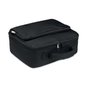 Sac isotherme pour le déjeuner/la glacière en 600D RPET avec poignée de transport. Doublure en feuille d'aluminium de 2 mm.-Noir-8719941053892-3