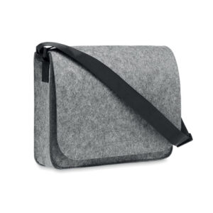 Sac messager ou sac d'ordinateur portable en feutre RPET avec fermeture auto-agrippante. Bandoulière en polyester. Convient à  un ordinateur portable de 15''.-Gris-8719941052048-3