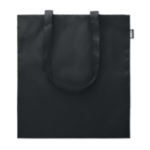 Sac shopping en RPET 190T  avec anses longues. Matériau écologique fabriqué à  partir de bouteilles en plastique recyclées.-Noir-8719941001947