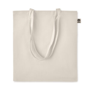 Sac shopping à  anses longues en coton organique. 140 gr/m². Produit sous une norme certifiée pour l'utilisation de substances nocives dans le textile.-Beige-8719941052420