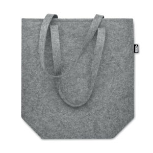 Sac shopping en feutre RPET avec anses longues et soufflet sur le fond.-Gris-8719941052000-3
