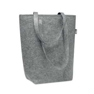 Sac shopping en feutre RPET avec anses longues et soufflet sur le fond.-Gris-8719941052000