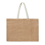 Sac shopping en jute pelliculée avec anses en coton. Anses longues.-Beige-8719941056084