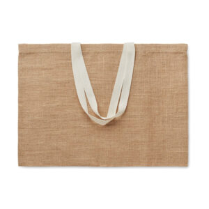 Sac shopping en jute pelliculée avec anses en coton. Anses longues.-Beige-8719941056084-2