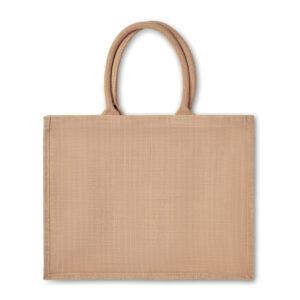 Sac shopping en jute laminé et anses en coton renforcé.-Beige-8719941028777-1