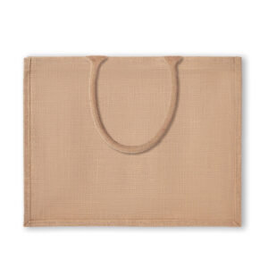 Sac shopping en jute laminé et anses en coton renforcé.-Beige-8719941028777-2