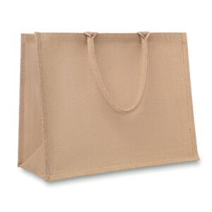 Sac shopping en jute laminé et anses en coton renforcé.-Beige-8719941028777