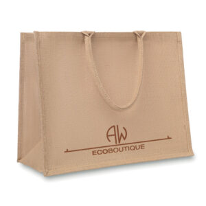 Sac shopping en jute laminé et anses en coton renforcé.-Beige-8719941028777-5