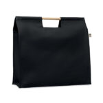 Sac shopping en toile organique avec poignées en bambou. 360 gr/m².-Noir-8719941056404