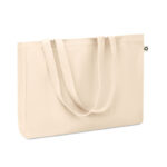 Sac shopping ou sac de plage en toile recyclée avec longues anses et soufflet. 280 gr/m².-Beige-8719941055193