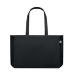 Sac shopping ou sac de plage en toile recyclée avec longues anses et soufflet. 280 gr/m².-Noir-8719941055209-3